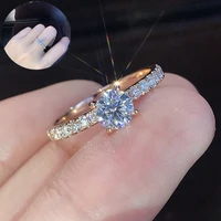shiny crystal ring engagement wedding jewelry women trendy delysia king temperament