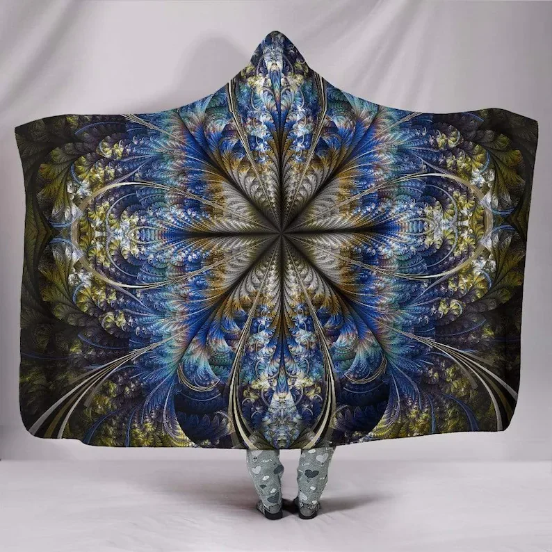 

Hooded Blanket, Fractal Mandala, Yoga Meditation, Hindu Indian, Hippie Festival, Gypsie Lotus, Chakra Trippy, Colorful Throw