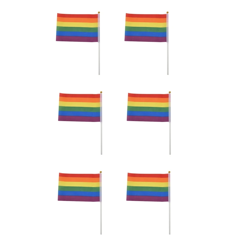 300 Pack Rainbow Small Mini Stick Flags,Decorations For Rainbow Pride Party