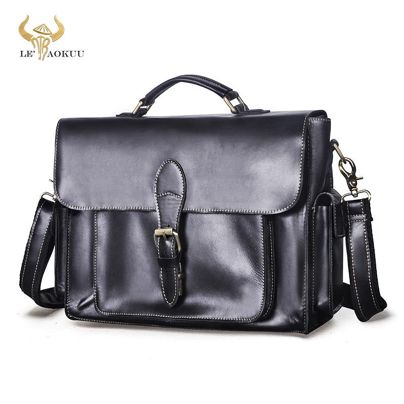 Men Soft Natural Leather Business Portfolio Best Professional Executive Lawyer Briefcase Computer Laptop Case Messenger Bag 2058