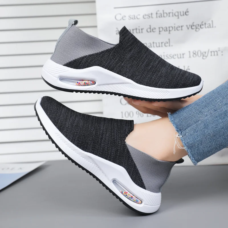 

Women's Vulcanize Shoes 2023 New Breathable Mesh Slip on Women Sneakers Light Ladies Sports Shoes Platform Casual Shoes Tenis