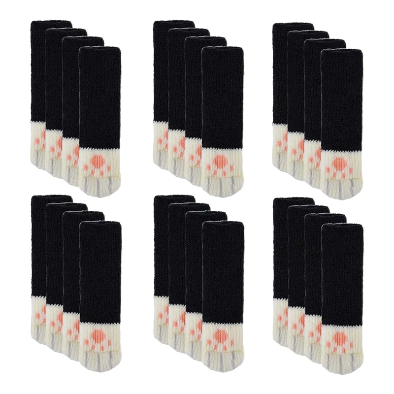 

Chair Socks,24PCS(6 Set)Chair Leg Covers Cat Foot Shaped Knitted Furniture Feet Socks Chair Leg Floor Protectors