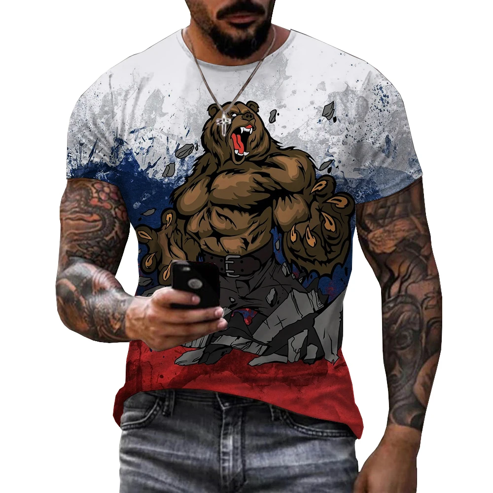 

Men's O-Neck T-shirt Russia Pattern 3D Print Summer Casual Short Sleeve Oversized T Shirts Fashion Tee Tops Men Clothing 2023