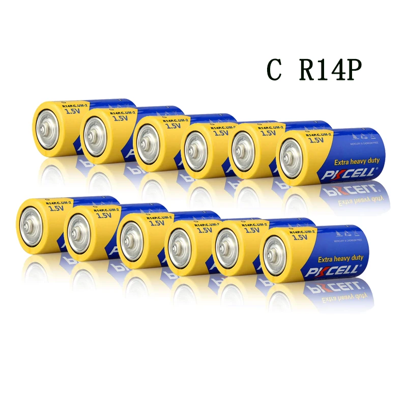 

12PC x PKCELL R14P UM2 Batteries Super Heavy Duty C Size battery 1.5 Volts Carbon Zinc Battery Dry Cell