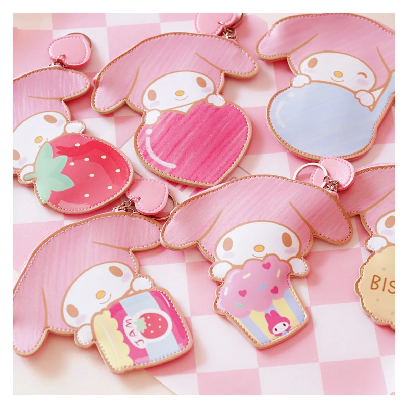 

Sanrioed Anime Kawaii Mymelody Kuromi pu coin purse girl heart powder coin bag card holder pendant pu coin purse child gift