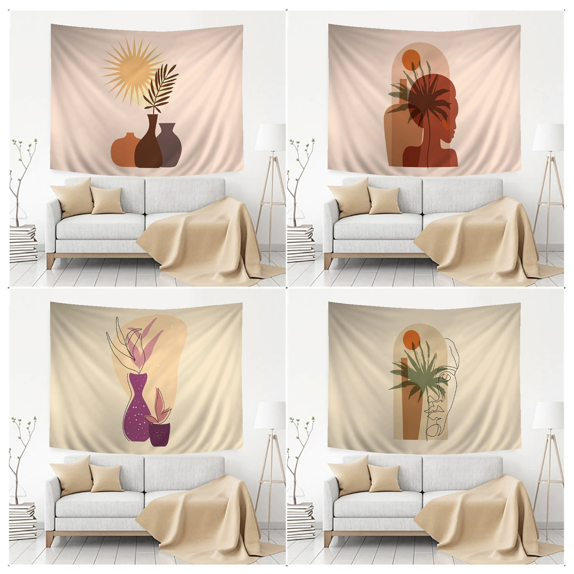 Абстрактная ваза с растениями и цветами искусственная кожа дешевая настенная