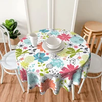 spring tablecloth round 60 inch colorful abstract floral leaf print modern flower decorative table cloth for home kitchen patio