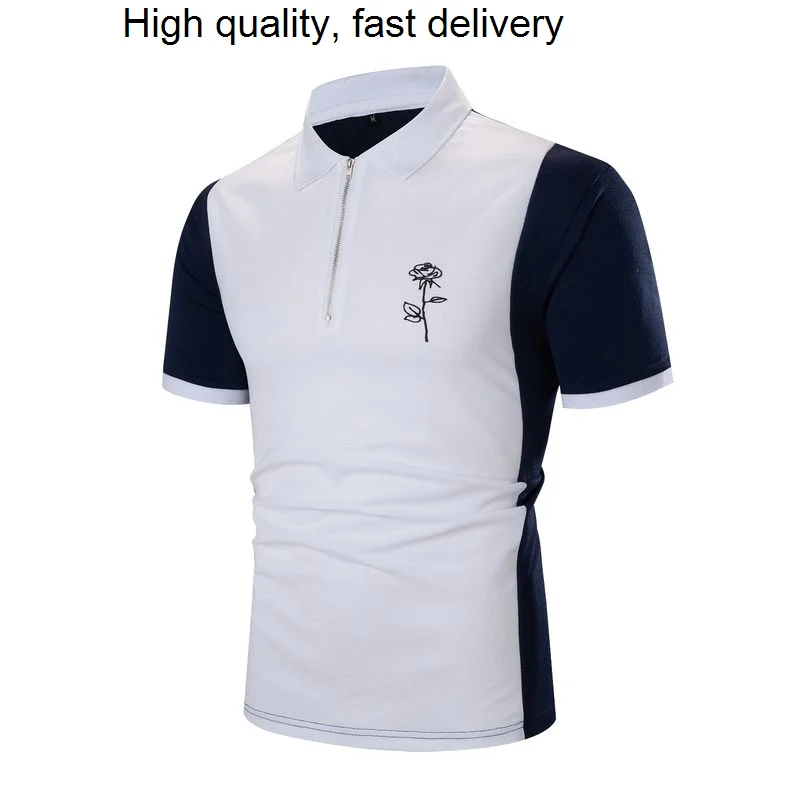 

Рубашка-поло мужская летняя с вышивкой роз, на молнии