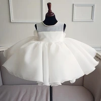 children princess dress fluffy gauze skirt baby birthday white dresses satin fabric pearl