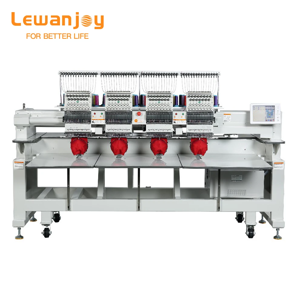 LEWANJOY Four Heads Embroidery Machine Simple Computerized 12/15 Needless Hat T-Shirt Flat Programmable Embroider