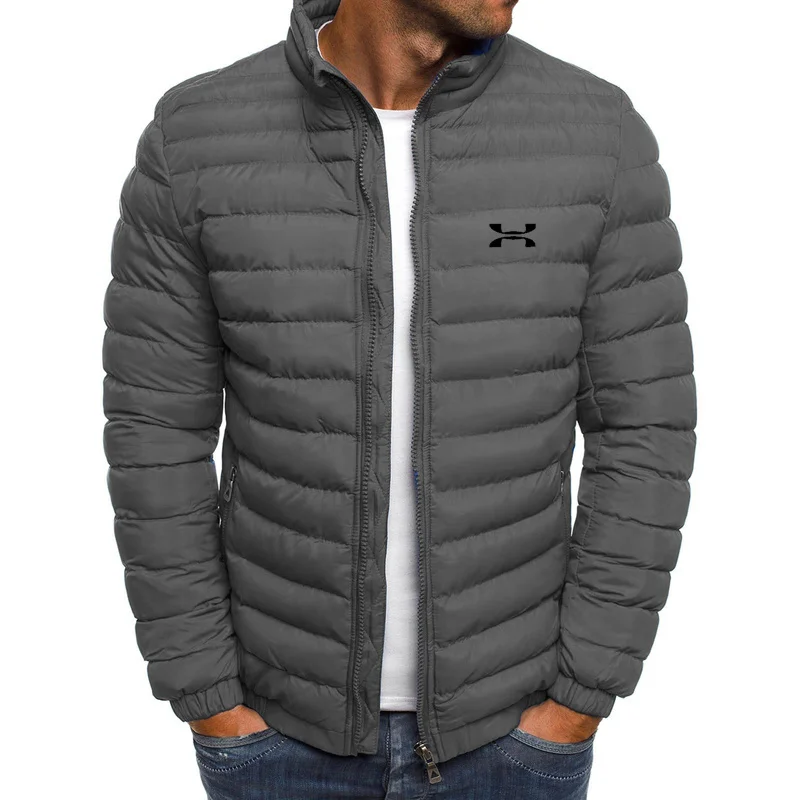 

New Mens Stand Collar Winter Coat Cotton Coat Thickened Warm Parker Solid Color Fashion Street Style Down jacket 2023