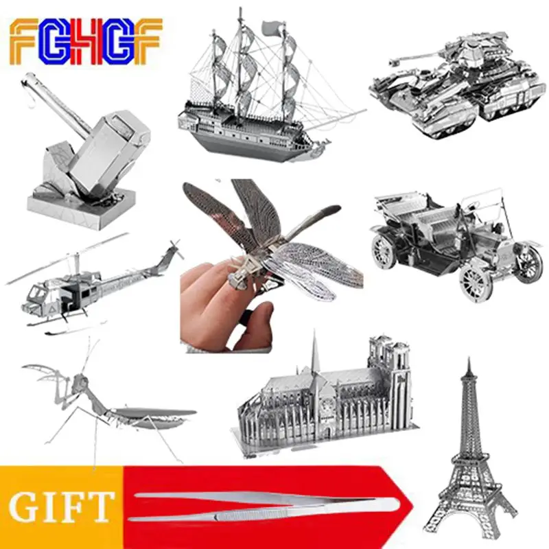

3d металлический пазл для взрослых корабль НЛО Феррис самолёт Diy Лазерная вырезка модель игрушки для взрослых сумка головоломка искусственн...