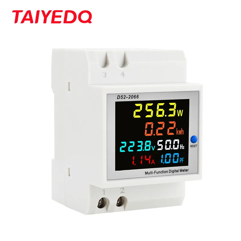 6IN1 Din Rail AC Volt Monitor  110V 220V 380V Current Power Kwh Electric Energy Meter Smart  AMP 100A D52-2066