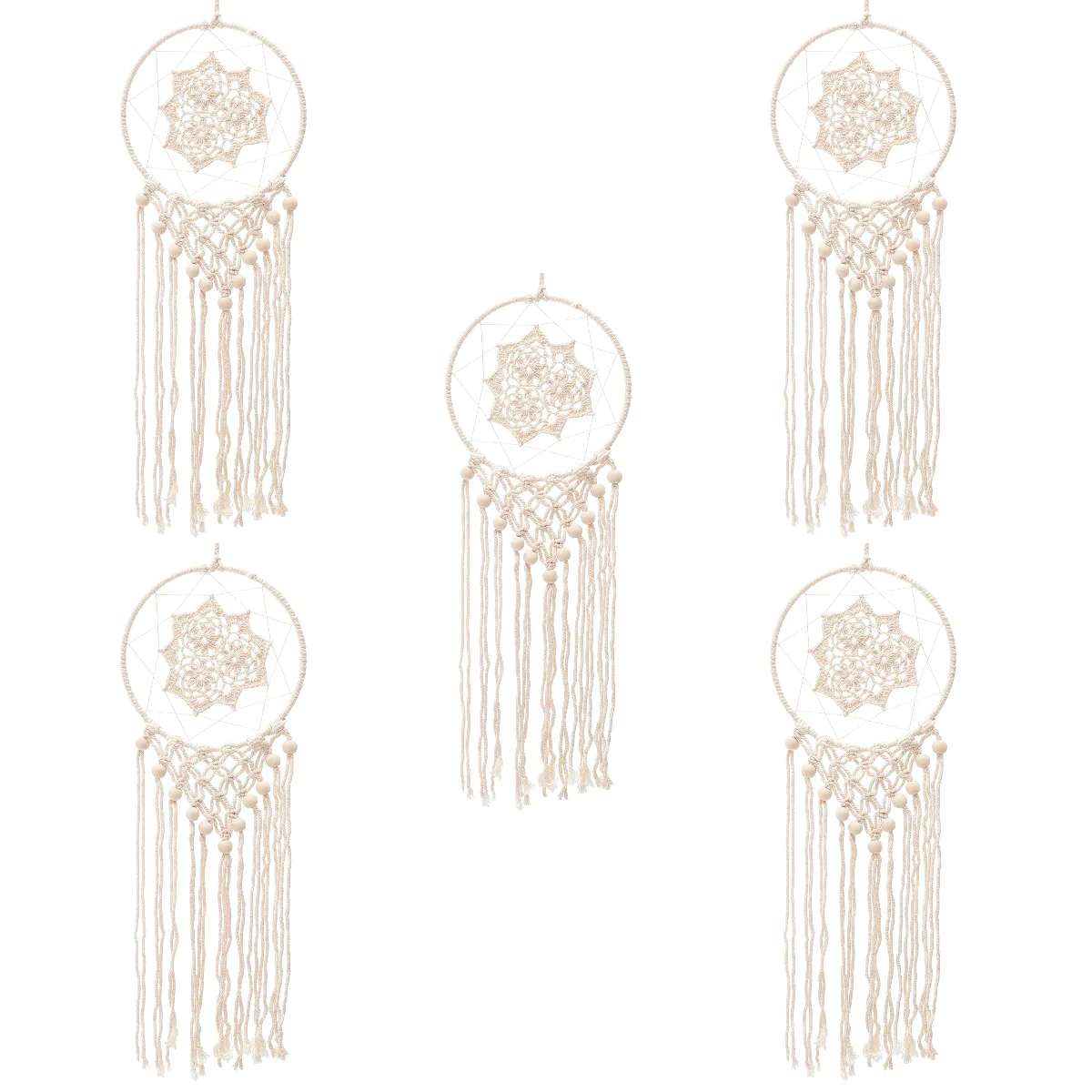 

5pcs Dream Catcher Aesthetic Macrame Hanging Decor Bohemian Style Room Decoration