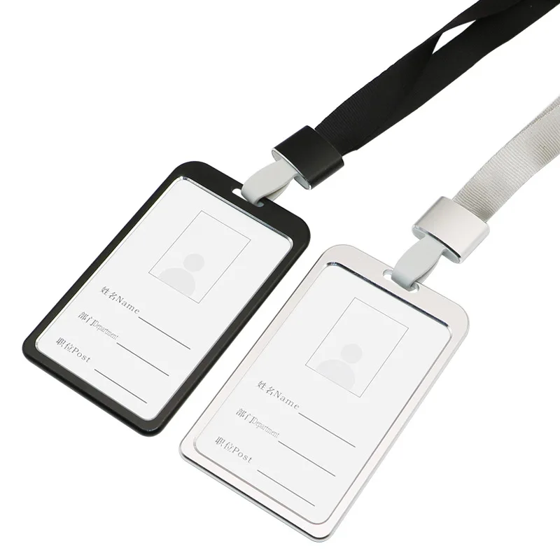 

Metal Work Card Sleeve with Lanyard for Staff Nurse Teachers Work Pass Card Credential ID Holders Name Badges Cover Case Strap