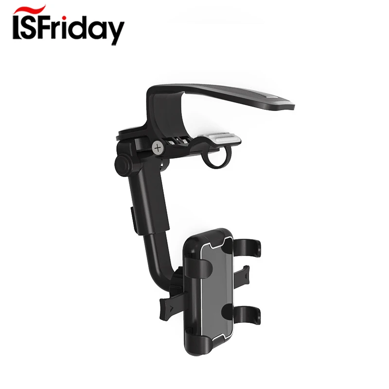 

Universal 360° Rearview Mirror Phone Holder for Car Mount Phone and GPS Holder Rotating Adjustable Telescopic Car Phone Holder