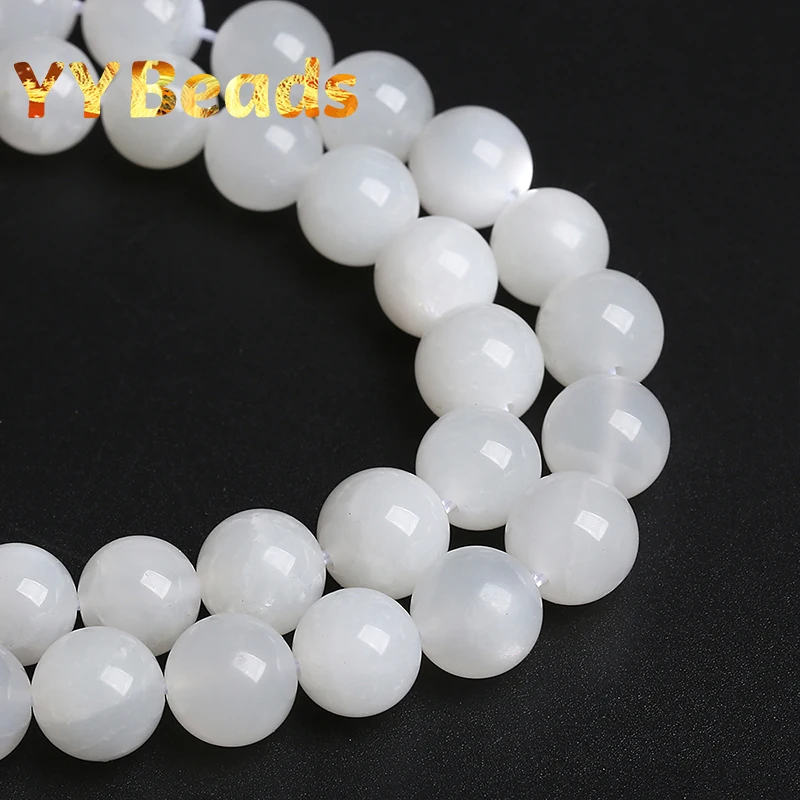 5A Quality Natural White Moonstone Beads Round Loose Spacer Beads  For Jewelry Making Bracelets Necklaces Accessories 15