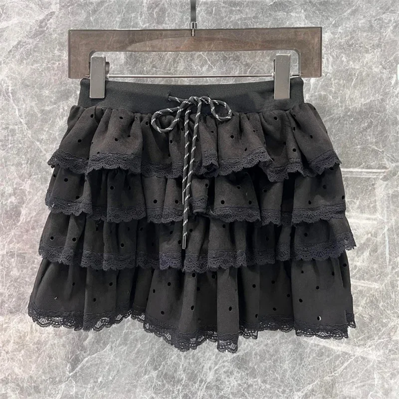 Мини-юбка кружевная женская зима u 467557 Пышный пузырь с дырками и буквенным