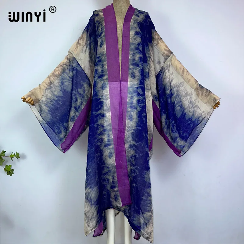 Кимоно WINYI 2023 женское пляжное в стиле бохо накидка для бикини с принтом и завязкой