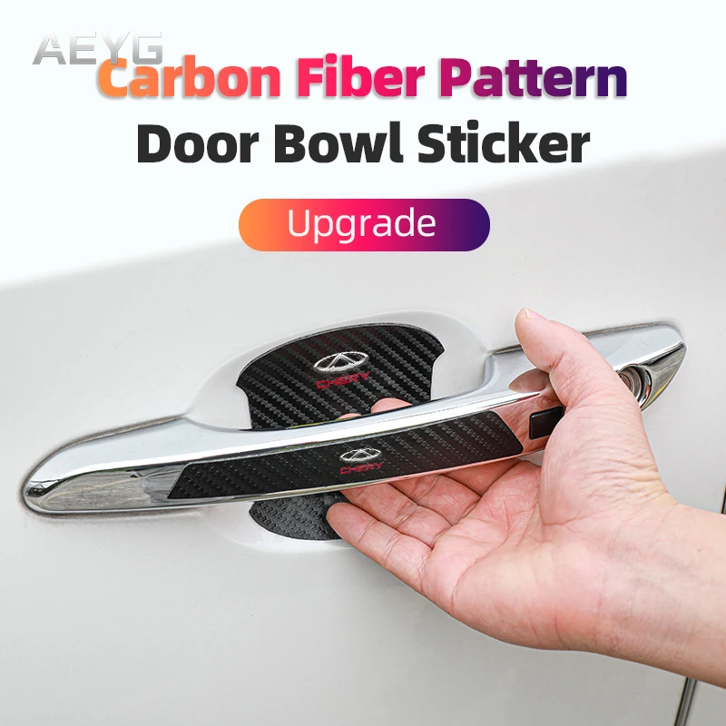 4 шт./компл. наклейка на дверную ручку автомобиля, пленка из углеродного волокна для CHERY Tiggo 2 3 8 Fl M11 Fora A21 A1 A3 A5 5X, наклейки, автомобильные аксессуары