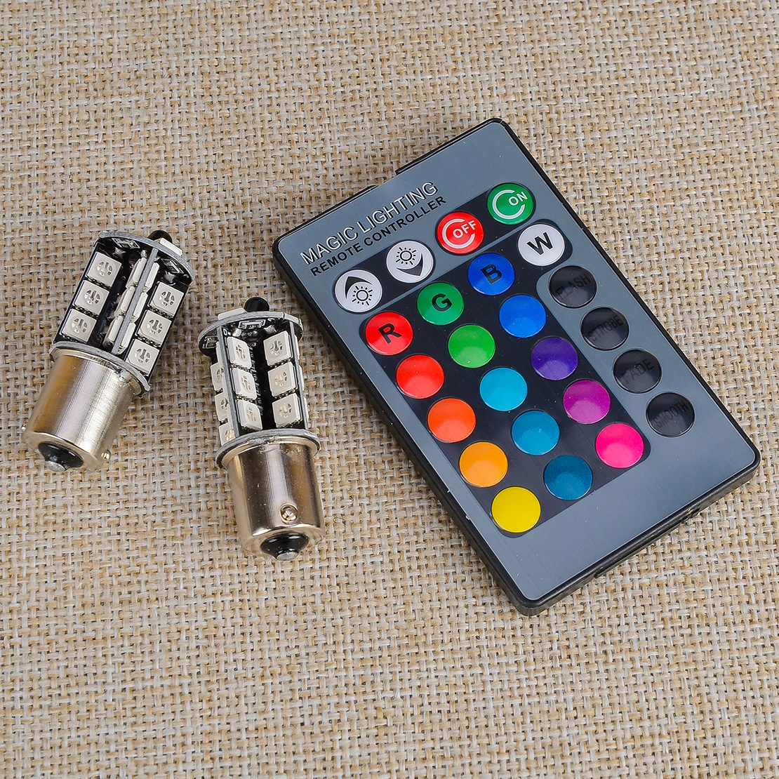2 шт. 1156 BA15S P21W 382 27SMD 5050 RGB светодиодные лампы заднего хода стоп-сигнала DRL с пультом