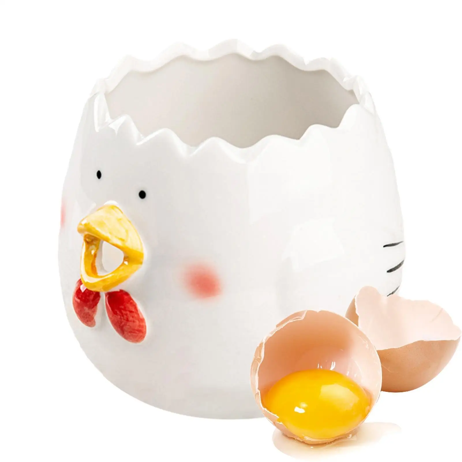 

Lovely Egg White Separator Chicken Cute Chick Ceramic Egg Yolk Separator Kitchen Protein Yolk Ceramic Divider Egg Gadgets F A4i8
