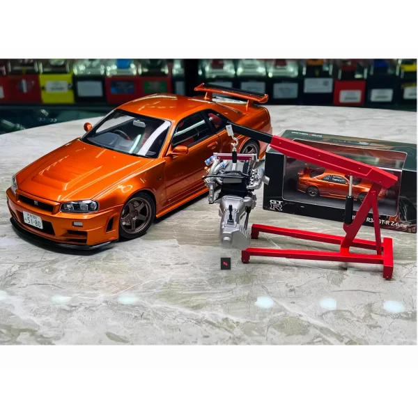 Фото MH 1:18 gtr r34 Flame Orange Подарочная коробка Выставка ограниченная серия литая под давлением модель автомобиля из сплава, украшения для взрослых, игрушки для мальчиков №5