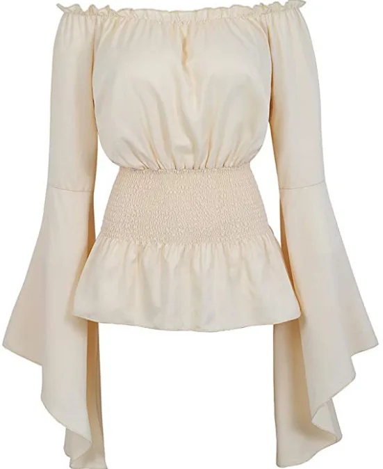 Женская блузка с рукавами-фонариками и оборками корсет открытыми плечами топы