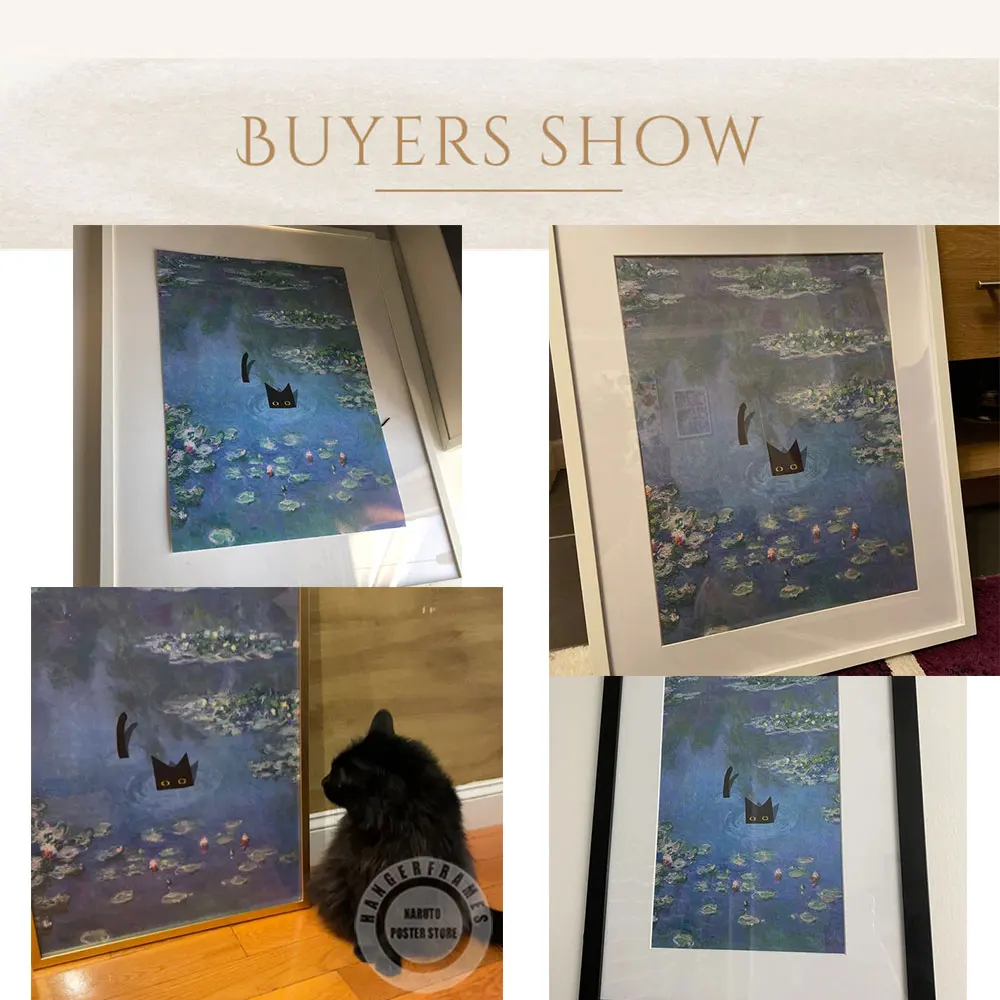 Картина на холсте Monet с изображением кошки-лилии постер цветами Клода Моне в