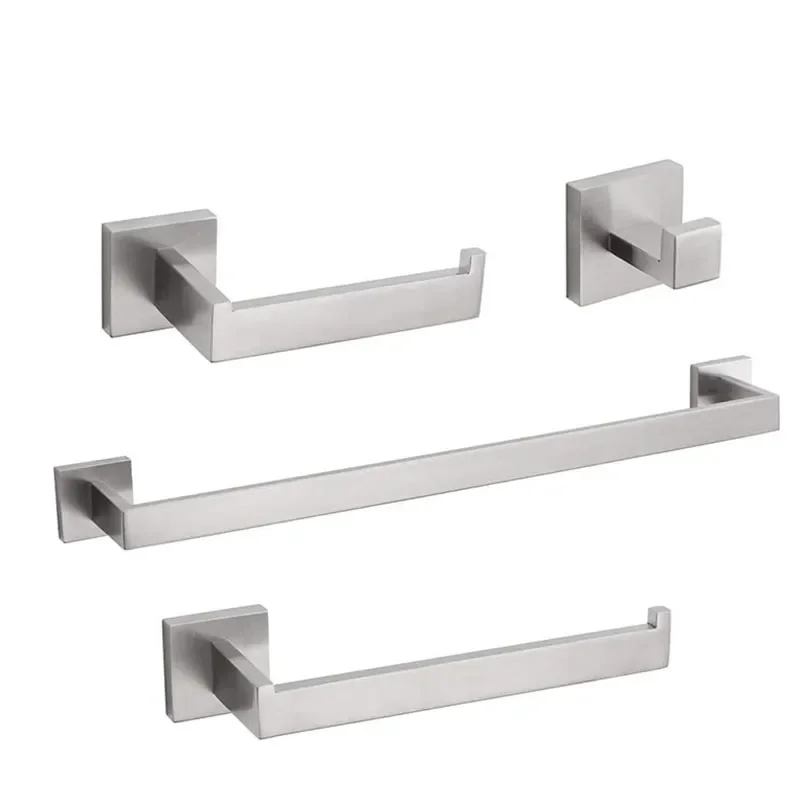 

NEW 2023 Nickel 4-piece Bathroom Towel Rack Bathroom Hardware Accessories Set Tomwel Bar Wall-mounted Bathroom Towel Rack