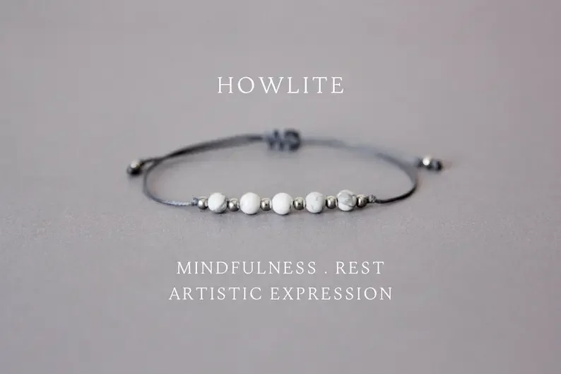 Фото Женский браслет с белым кристаллом howlite, подарок лучшего друга, натуральный камень, драгоценный камень №1