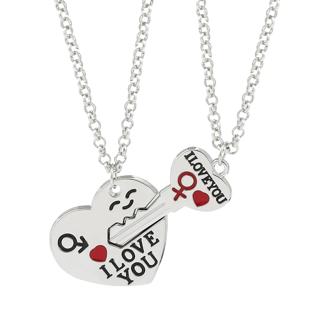 

Creativity I Love You Heart Couple Necklace Cute Letter Printing Necklace Lover Gift Valentine's Day