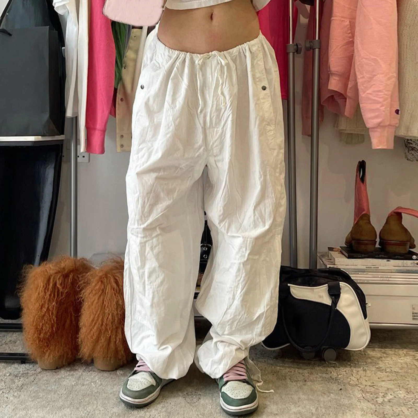 

Womens Baggy Cargo Pants Streetwear Hip Hop Joggers Sweatpants Women Pant Suits Casual Womens Black Pants with Stretch