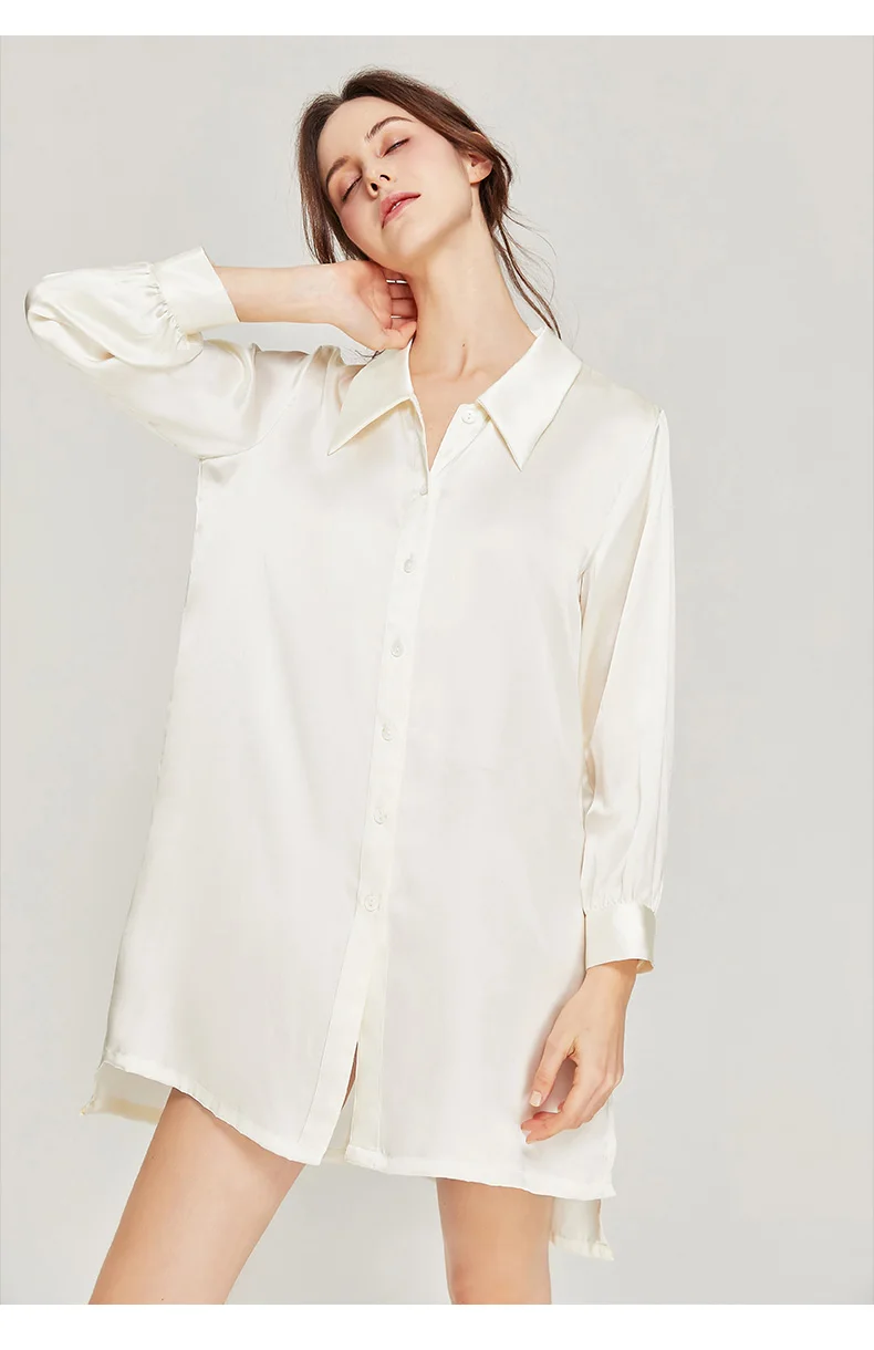 

Шелковая пижама для женщин на весну 2023, новая пикантная Домашняя одежда, рубашка в стиле бойфренда, летняя пижама из 100% шелка, можно носить н...