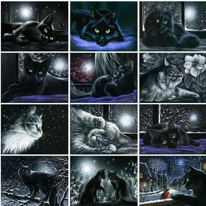 

RUOPOTY Oil Painting By Number Cat Hand Painted Paintings Gift DIY Pictures By Numbers Animal Kits Drawing On Canvas Home Decor