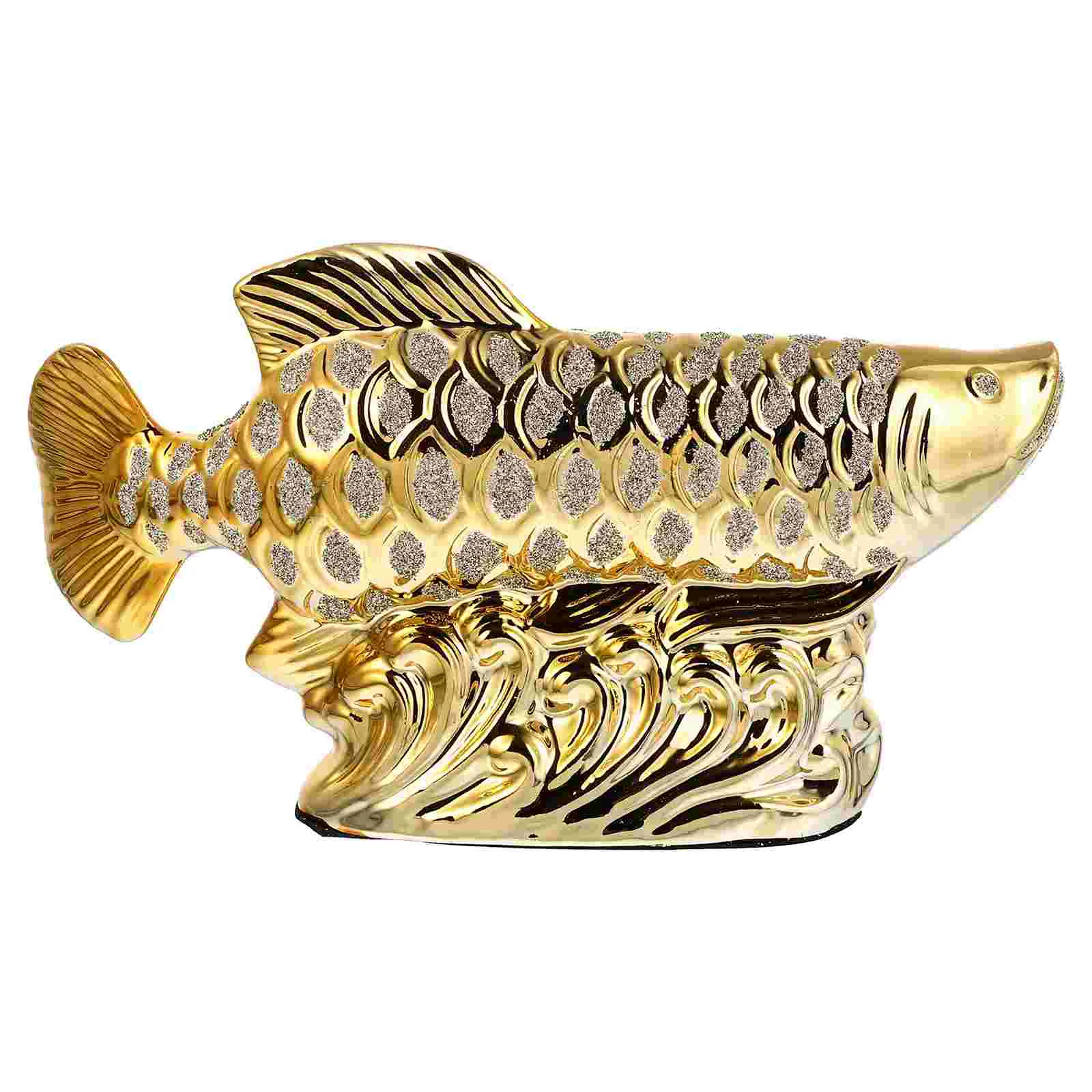 

Fish Statue Wealth Chinese Figurinegolden Animal Brass Good Sculpture Fortune Carp Figurines Money Arowana Prosperity Lucky Luck