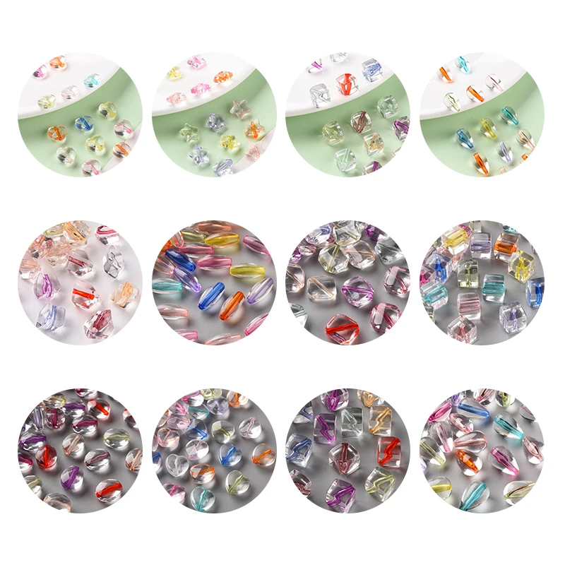 

50~200PCS Transparent Acrylic Beads Nuggets Mixed Color 12x11x11mm Hole: 2mm