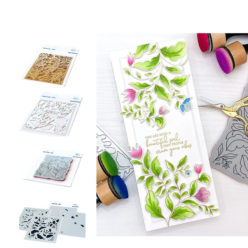 

Folk Garden Layering Metal Cutting Dies Stamps Stencil Hot Foil New Diy Molds Scrapbooking Paper Making Cuts Crafts Big Handmade