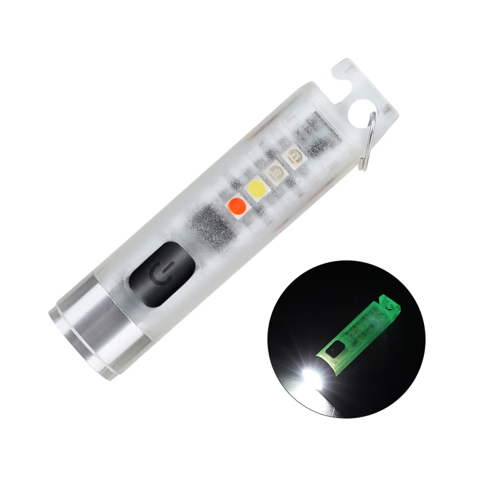

Mini Keychain Flashlight TYPE-C Fast Charging Flashlight Waterproof IP65 Fluorescent Warning Camping Flashlight Portable Lights