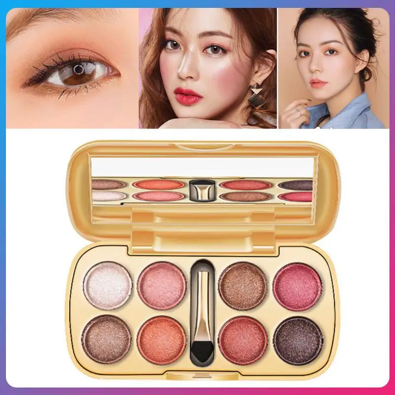 

8 Colors Matte Shimmer Eye Shadow Palette Not Easy To Smudge Waterproof Long Lasting Diamond Eye Shadow With Brush TSLM1