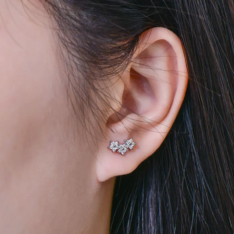 Фото Серьги-гвоздики Anziw 2026 New D Color с муассанитом в форме цветка, лабораторные бриллианты, серьги-пирсинг для женщин, подарки на День святого Валентина №5