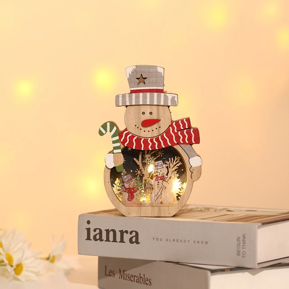 

1pc LED Light-Emitting Santa Claus Snowman Wooden Decorations Christmas Ornament Christmas Decor Home Decor 16cmx10.5cmx3.5cm