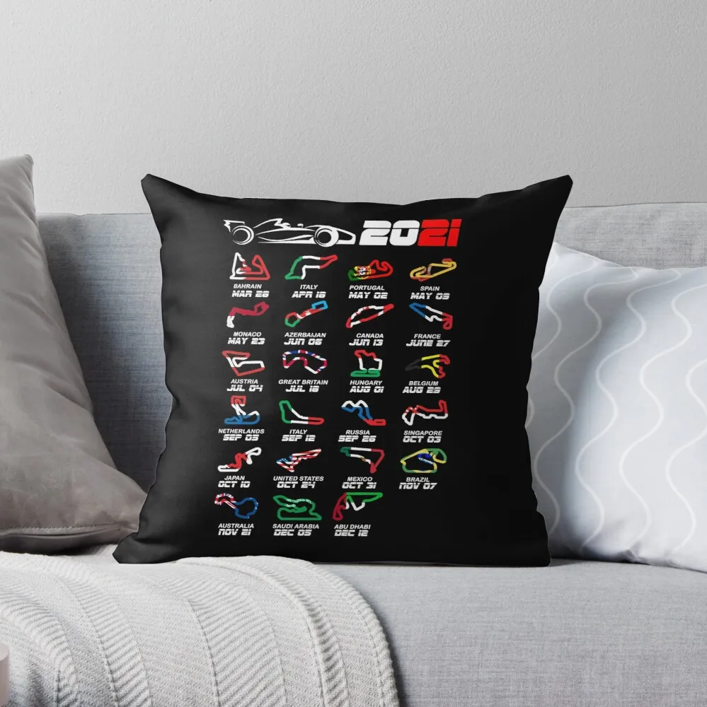 

Calendar Formula Race Cars 2022 Circuits Colors Throw Pillow Pillow Case Polyester Home Decora Pillowcases Throw Pillow Case
