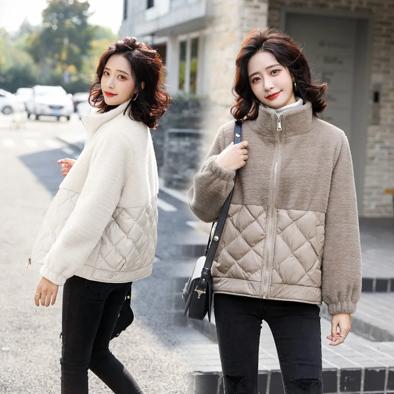 

Новая стильная женская Двухсторонняя куртка из меха ягненка в европейском и американском стиле плюс бархатная Двухсторонняя куртка