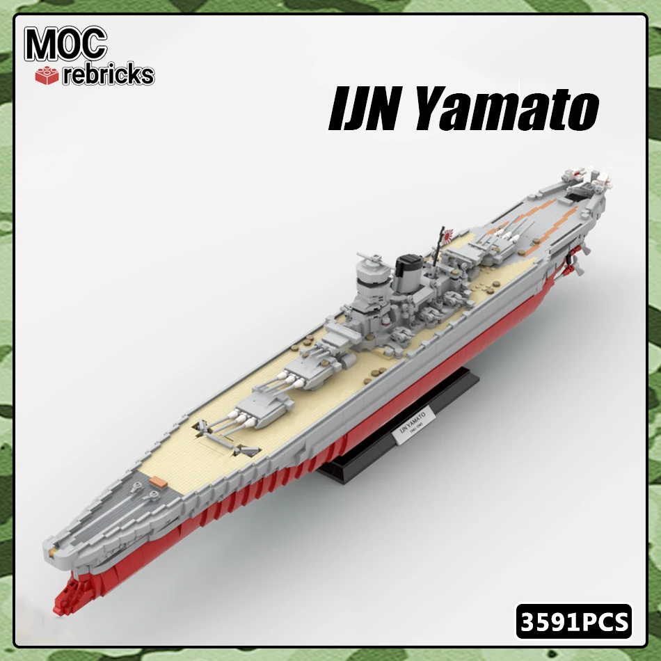 Военный корабль MOC WW2 IJN Yamato, армированный боевой корабль, большой военный корабль, набор строительных блоков, игрушки «сделай сам» для детей, рождественские подарки