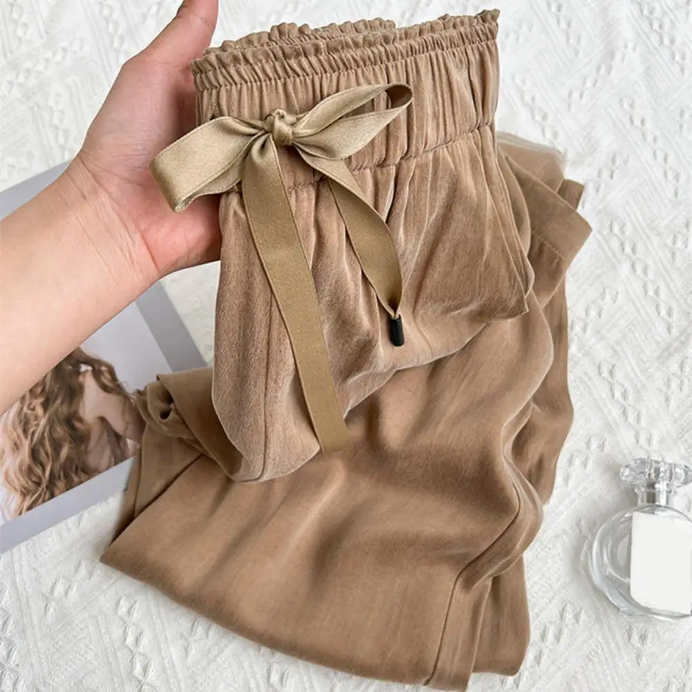 

Lady Slacks Trendy Quick Drying Full Length Thin Wide Leg Draping Casual Pants Female Clothing Long Pants Women Pants