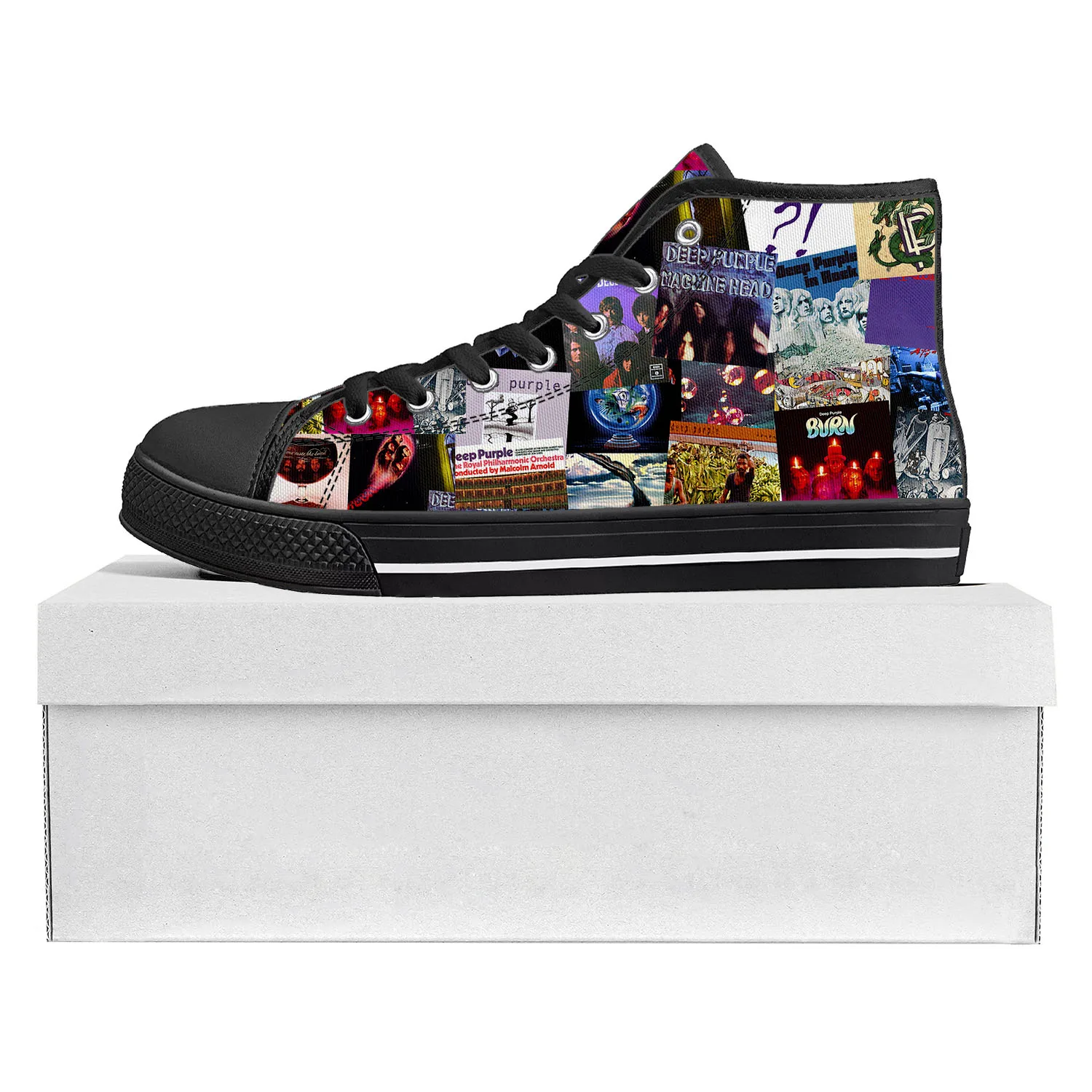 Deep Purple Heavy Metal Rock Band High Top High Quality Sneakers Mens Womens Teenager Canvas Sneaker Couple Shoe Custom Shoe