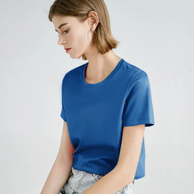 

2022 NEW FASHION WOMEN Casual solid color round neck short sleeve summer new top 2022