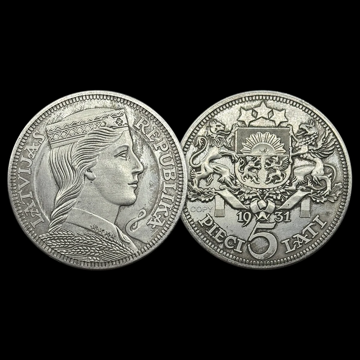 

Латвия 1931 г., антикварная памятная монета на 5 лет, коллекционная копия медали вызова, подарки на Рождество и Новый год
