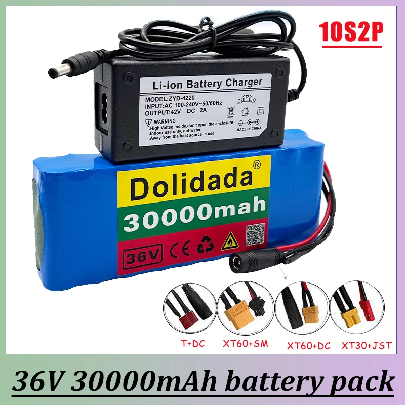 

10S2P 36V 30000mAh 18650 Rechargeable Li-ion Battery Pack Electric Bike Battery for Electric Bicycle Scooter 36V Ebike Batterie